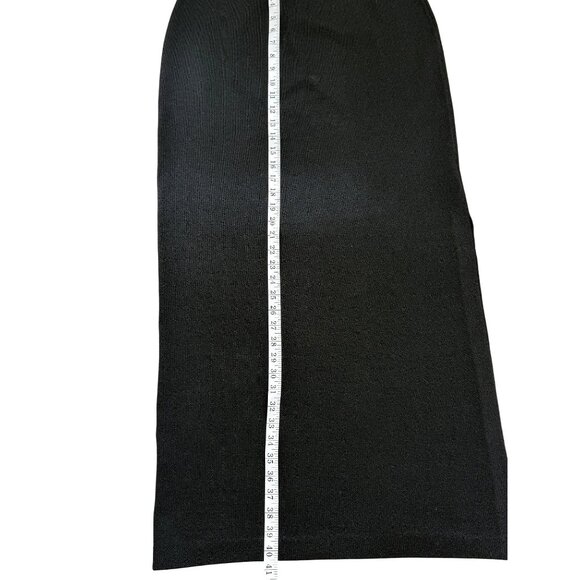 St. John Basics Black Maxi Skirt Knit Pull-On Side-Slit Womens Size 10 - Picture 5 of 6